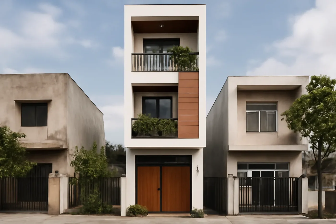Biệt thự hiện đại 2 tầng mặt tiền hẹp với thiết kế mở